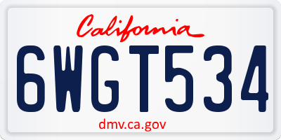 CA license plate 6WGT534