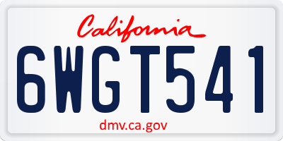 CA license plate 6WGT541