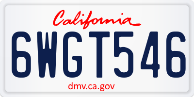 CA license plate 6WGT546