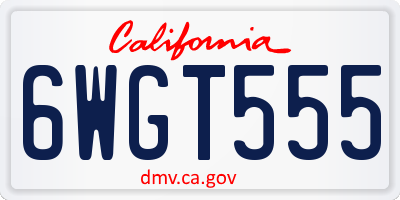 CA license plate 6WGT555