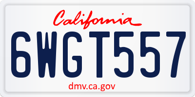 CA license plate 6WGT557