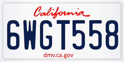 CA license plate 6WGT558