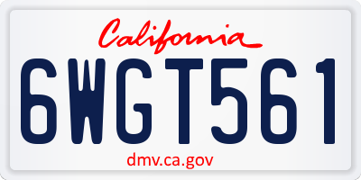 CA license plate 6WGT561