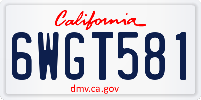 CA license plate 6WGT581