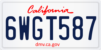 CA license plate 6WGT587