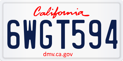 CA license plate 6WGT594