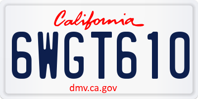 CA license plate 6WGT610