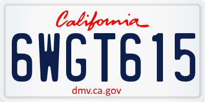 CA license plate 6WGT615