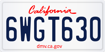 CA license plate 6WGT630
