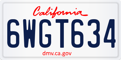 CA license plate 6WGT634