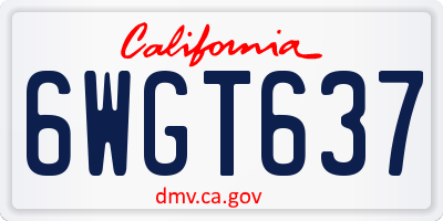 CA license plate 6WGT637
