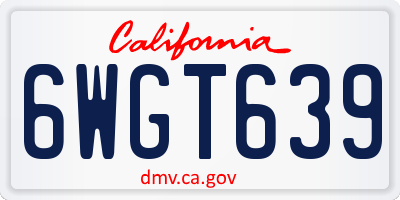 CA license plate 6WGT639