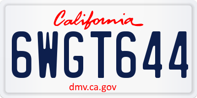 CA license plate 6WGT644