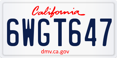 CA license plate 6WGT647
