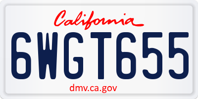 CA license plate 6WGT655