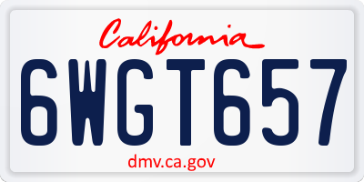 CA license plate 6WGT657