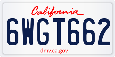CA license plate 6WGT662