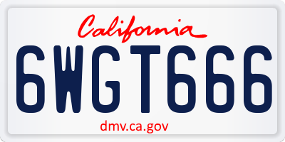 CA license plate 6WGT666
