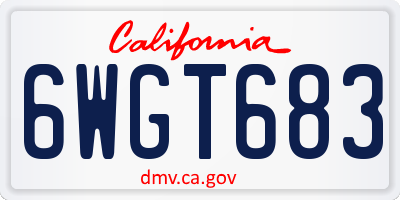 CA license plate 6WGT683