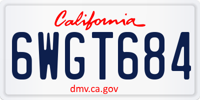 CA license plate 6WGT684