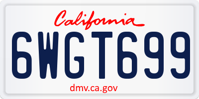 CA license plate 6WGT699
