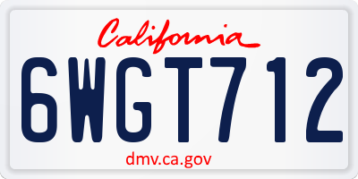 CA license plate 6WGT712