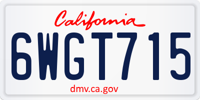 CA license plate 6WGT715