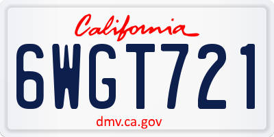 CA license plate 6WGT721