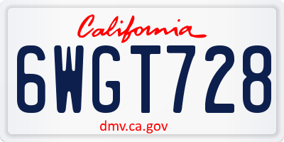 CA license plate 6WGT728