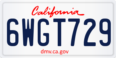 CA license plate 6WGT729