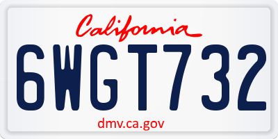 CA license plate 6WGT732