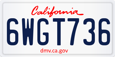 CA license plate 6WGT736