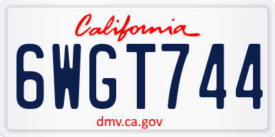 CA license plate 6WGT744