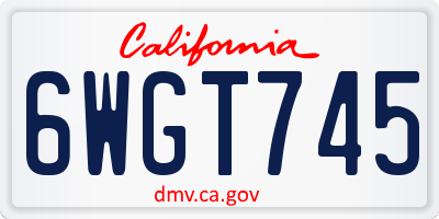 CA license plate 6WGT745