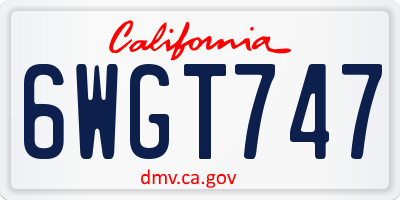 CA license plate 6WGT747