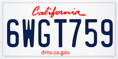 CA license plate 6WGT759