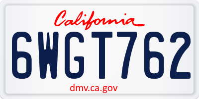 CA license plate 6WGT762