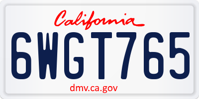 CA license plate 6WGT765