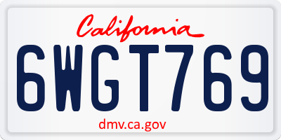 CA license plate 6WGT769