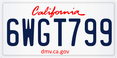CA license plate 6WGT799