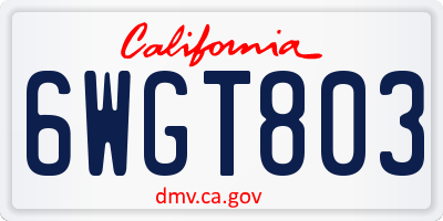 CA license plate 6WGT803