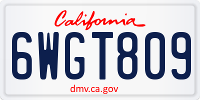 CA license plate 6WGT809