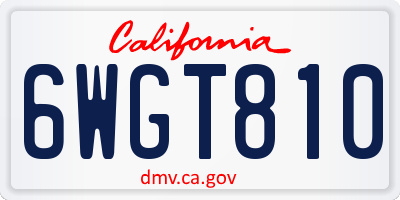 CA license plate 6WGT810