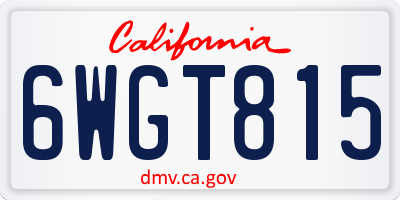 CA license plate 6WGT815