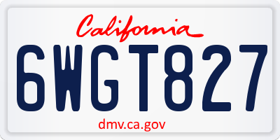 CA license plate 6WGT827