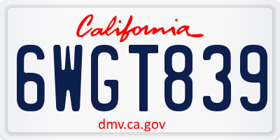 CA license plate 6WGT839