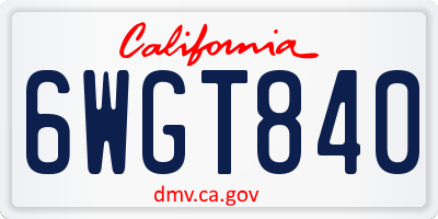 CA license plate 6WGT840