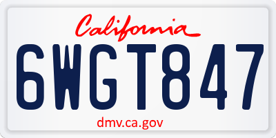 CA license plate 6WGT847