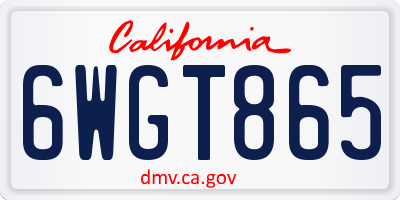 CA license plate 6WGT865