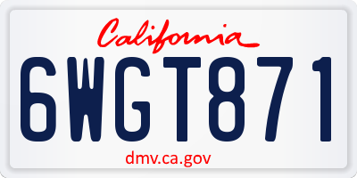 CA license plate 6WGT871